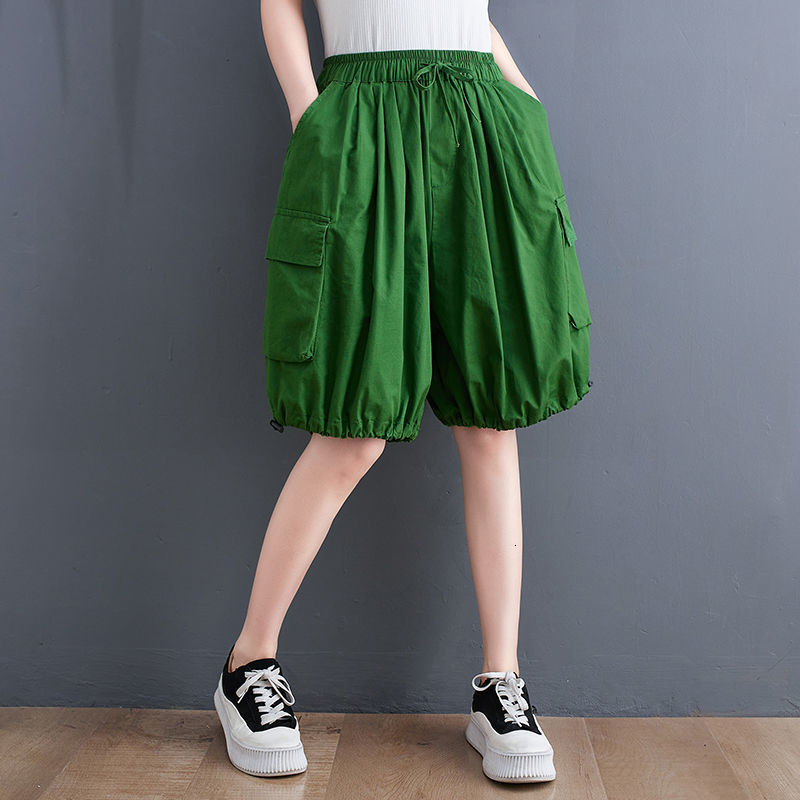 Women's Shorts Summer Elastic Waist Legged Wide Leg Pants Loose Bloomers Casual Harlan Fashion 230222