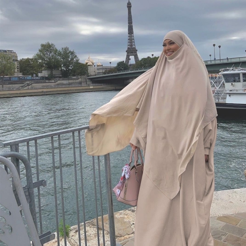 Ethnic Eid Prayer Garment Long Khimar With Veil Islamic Women Hijab Sleeveless Tops Abaya Jilbab Ramadan Muslim Arab Clothing 230221