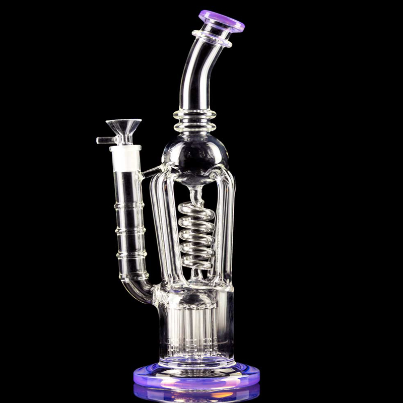 12.5inchs Freezable Bong Hookahs Recycler Dab Rigs Glass bongs Water Pipes Thick Glass Water Bongs With 14mm Bowl