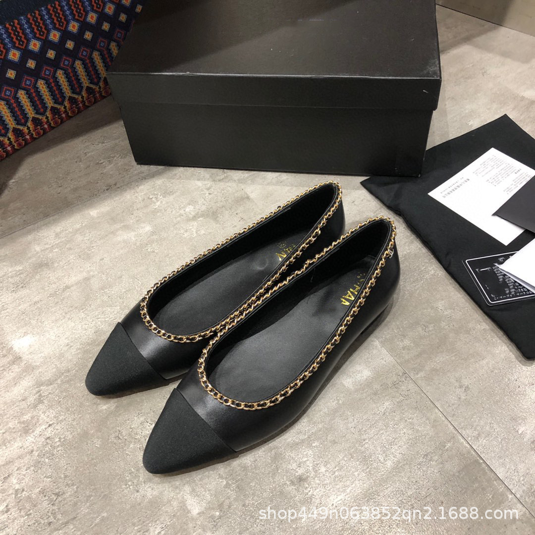 Sandals Chain Fleece with Skirt Shallow Flat Women's Pointy Shoes Spring and Summer, Aspic