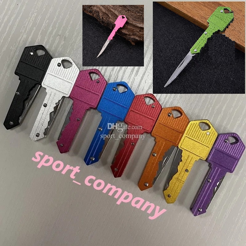

10 Colors Mini Folding Knife Outdoor Gadgets Key Shape Pocket Fruit Knife Multifunctional Keychain Knife Saber Swiss Self-defense Knives EDC Tool Gear