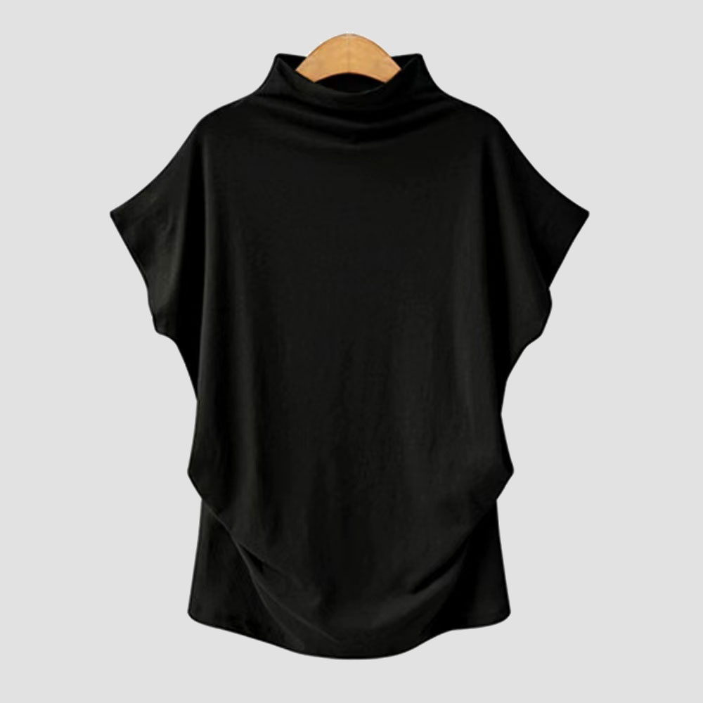 2023 Tops large size women's half-high collar bat sleeve top solid color polyester cotton loose short-sleeved t-shirt for women, Customize
2023 Tops large size women's half-high collar bat sleeve top solid color polyester cotton loose short-sleeved t-shirt for women, Customize