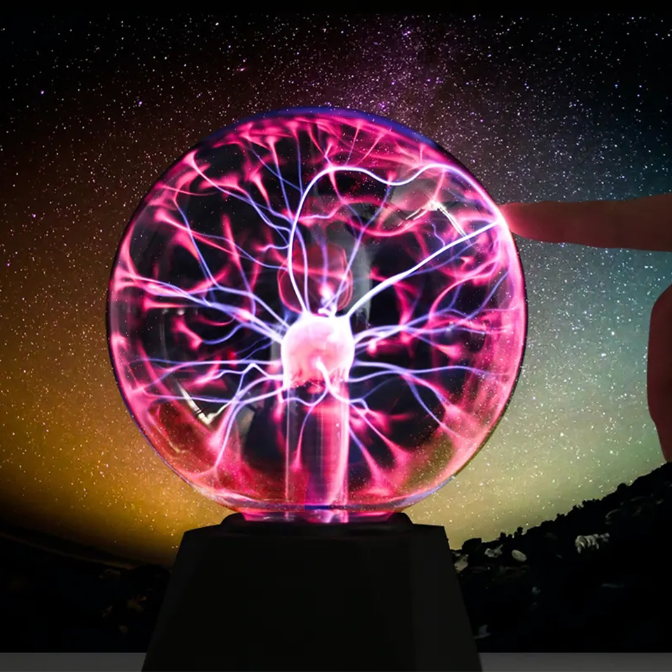 5-Inch Plasma Electric Nebula Ball with Metallic Vinyl Film - Glass Lightning Globe for Home Decor & Vehicle Solar Film Test MO-628JDQ