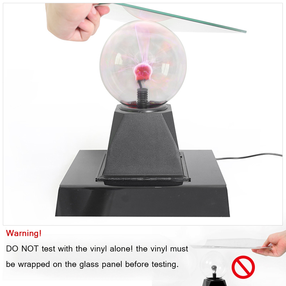 5-Inch Plasma Electric Nebula Ball with Metallic Vinyl Film - Glass Lightning Globe for Home Decor & Vehicle Solar Film Test MO-628JDQ