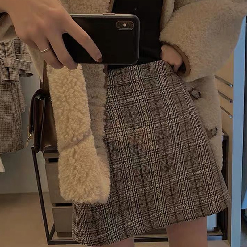 Casual Dresses Skirts Women Plaid Slim Korean Style Casual All-match High Waisted Mujer Spring-autumn Comfortable Student Club Female Harajuku 230222