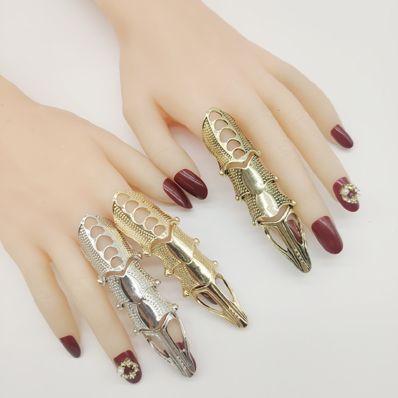Wedding Rings 12pcs/Lot Punk Big Alloy Ring Man Rock Scroll Joint Armor Knuckle Metal Full Finger Claw Rings Halloween Cosplay Jewelry Woman 230222