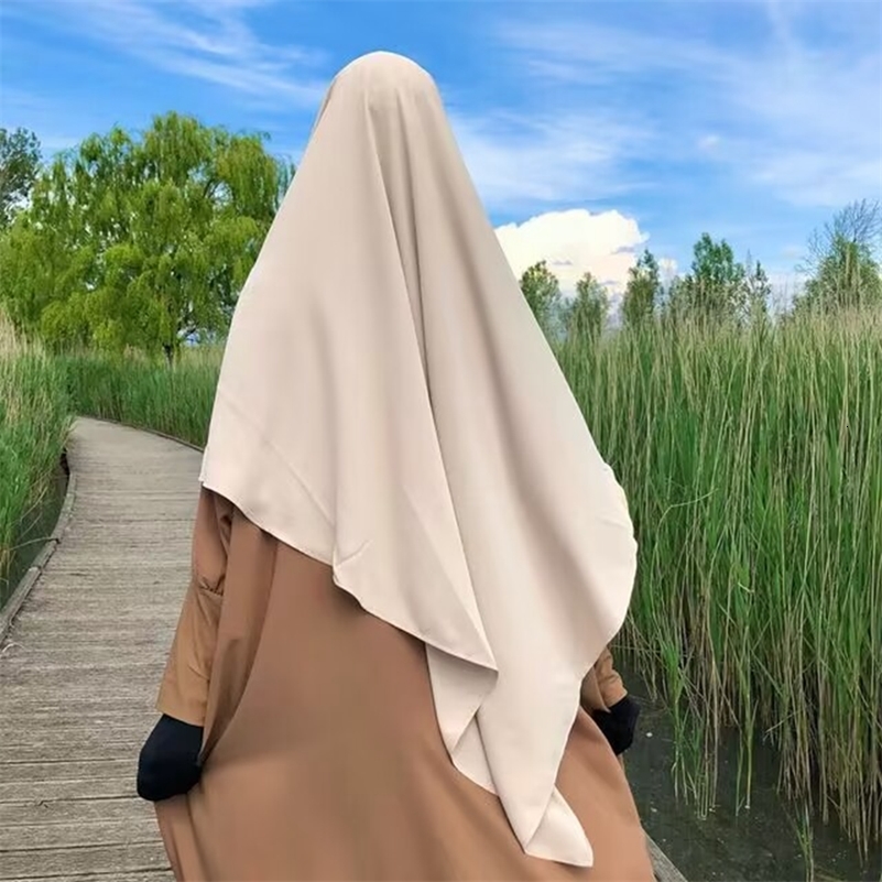 Ethnic Eid Prayer Garment Long Khimar With Veil Islamic Women Hijab Sleeveless Tops Abaya Jilbab Ramadan Muslim Arab Clothing 230221