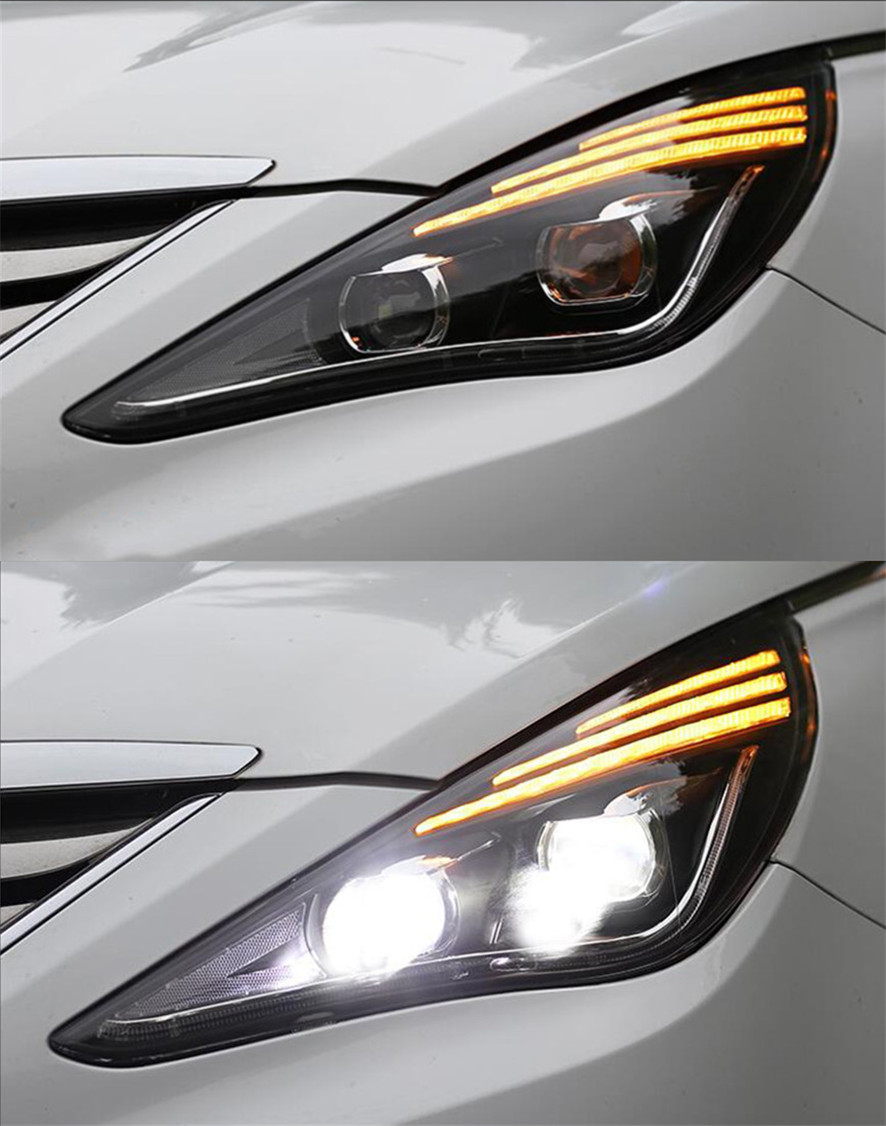 LED Head Light Parts For Sonata 8 Front Headlights Replacement 20 11-20 14 DRL Daytime light Bi-Xenon Light