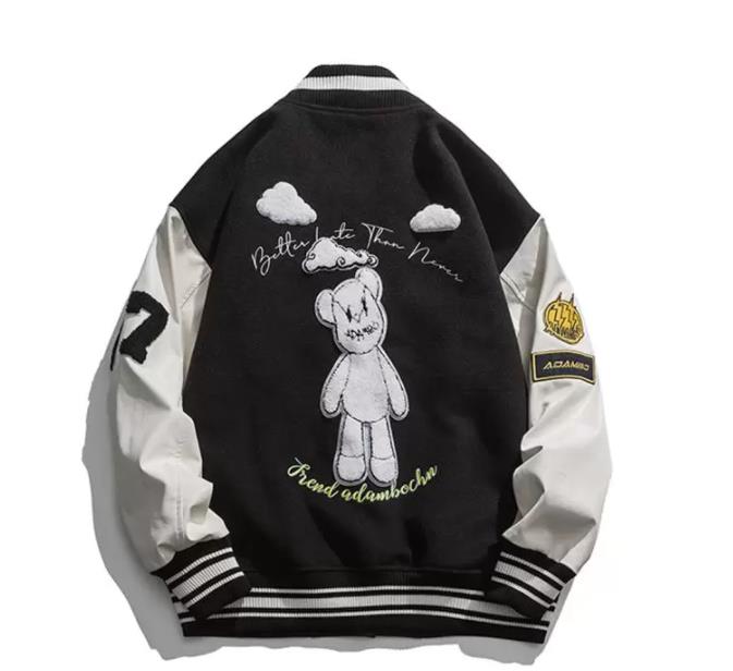 23SS Spring and Autumn extra large loose baseball jacket leather sleeves women's coat men's school team bomber unisex couple chic street jacket