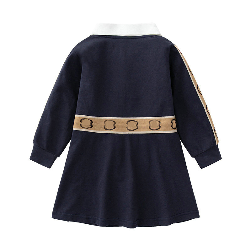 Baby Girls Dress Lapel College Short Sleeve Pleated Shirt Skirt Children Casual Clothing Kids Clothes bag