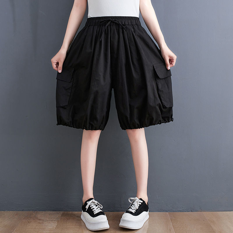 Women's Shorts Summer Elastic Waist Legged Wide Leg Pants Loose Bloomers Casual Harlan Fashion 230222