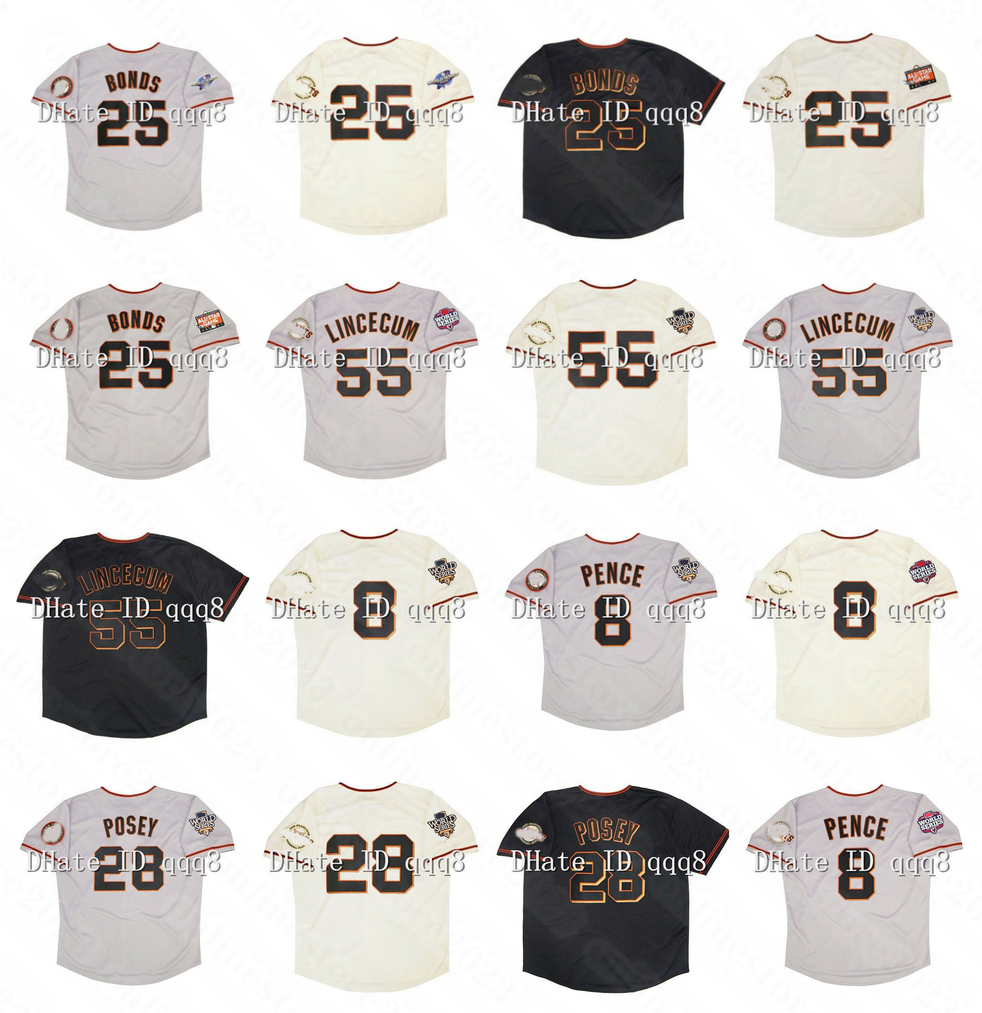 25 Barry Bonds Jersey 2002 Retro Francisco Tim Lincecum Hunter Pence Buster Posey 2010 2012 WS Patch 2007 All Star Vintage Baseball Jerseys, As picture
25 Barry Bonds Jersey 2002 Retro Francisco Tim Lincecum Hunter Pence Buster Posey 2010 2012 WS Patch 2007 All Star Vintage Baseball Jerseys, As picture
