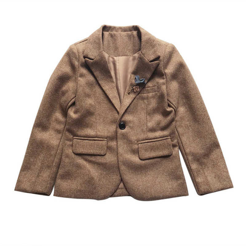 Clothing Sets Casual Blazer Coat For Children Boys Freebie Gift Brooch Light Blue Jacket For Prom Graduation Suit Cotton New Kids Clothes W0222