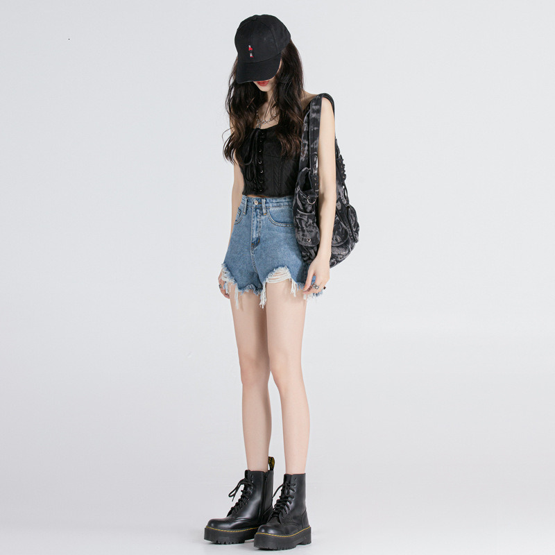 Women's Shorts Sweet and Spicy High Waist Denim Summer Spice Girl Aline Pants Net Red Show Thin Loose Wide Leg 230222