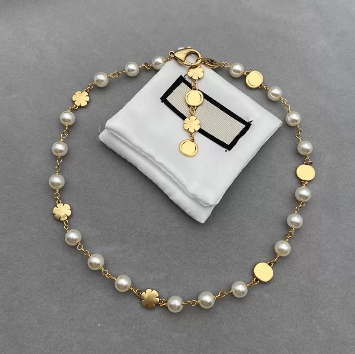 Fashion Flowers Necklace Womens Designer Jewelry Gold Chain Necklace For Women Luxury G Letters Love Jewelrys With Pearl Wedding Bracelet