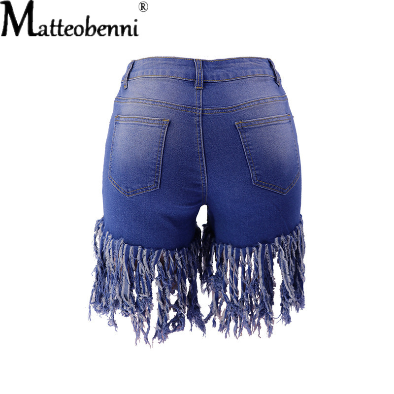 Women's Shorts Oversize Tassel Elastic High Waist Jeans Women Summer Mini Short With Fringes Vintage Denim Biker 230222