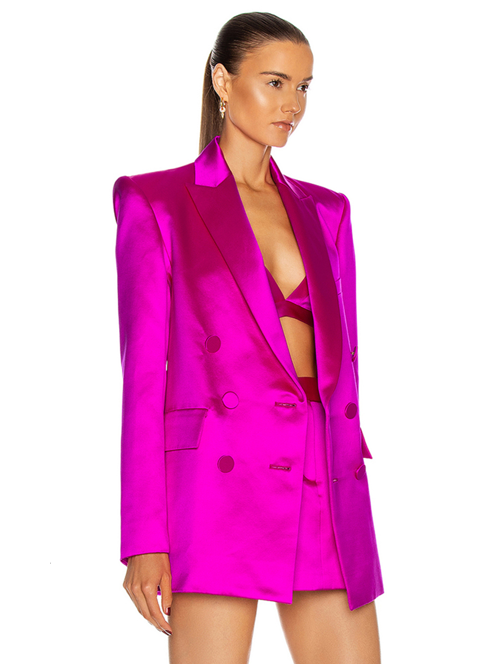 Two Piece Dress Casual Threepiece Set For Female Lapel Collar Long Sleeve Coat Autumn Sexy Vest With High Waist Short Women's 230222