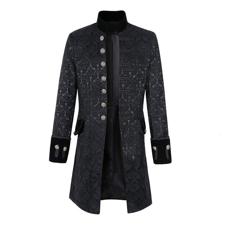 Mens Jackets Slim Collar Coats Literary Embroidery Retro Uniform Medieval Solid Color Breasted Stage Props Cosplay Costume 230222
