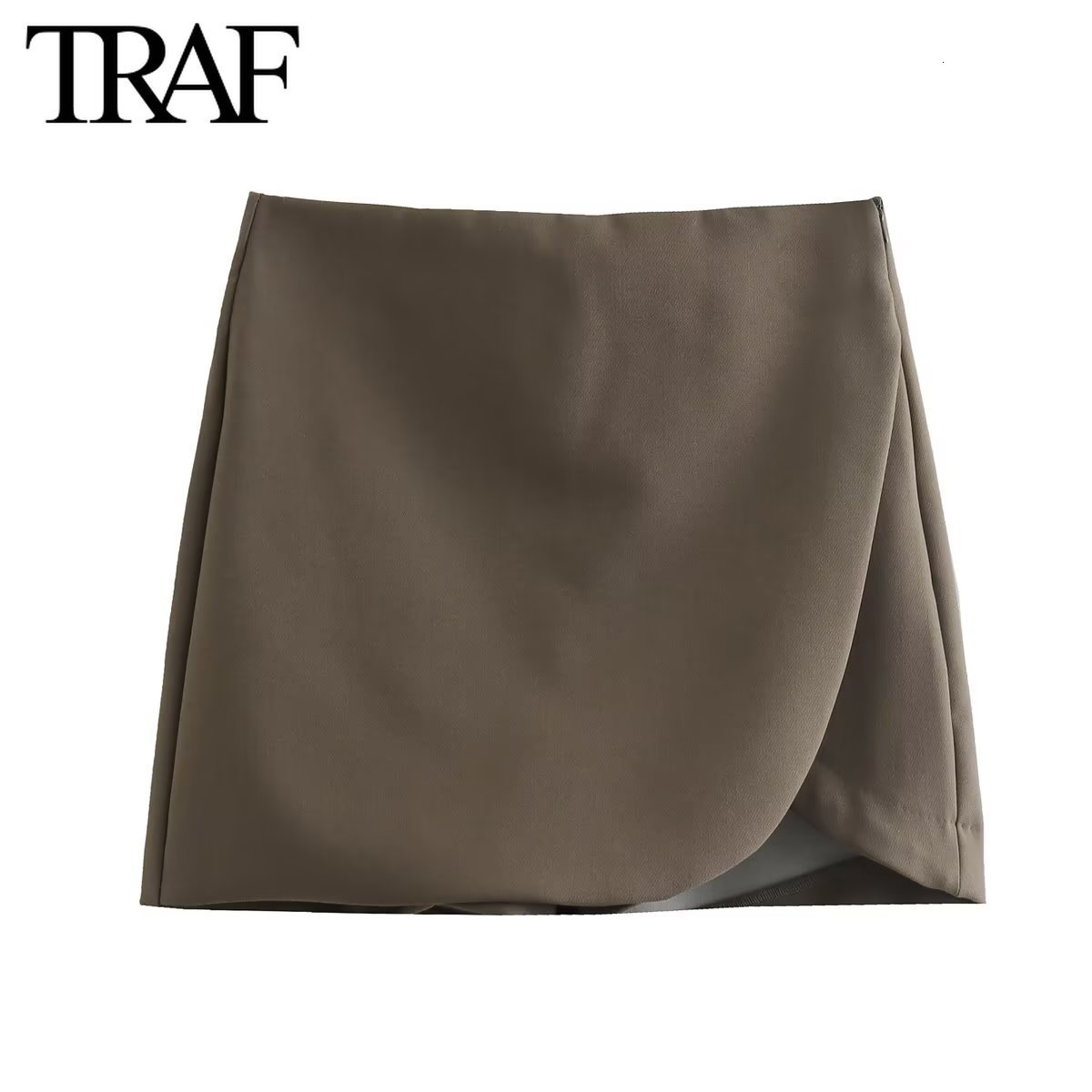 Women's Shorts TRAF Women Fashion Asymmetrical Aline Culottes Side Zip Chic Female High Waist Wide Leg Harajuku Mujer 230222