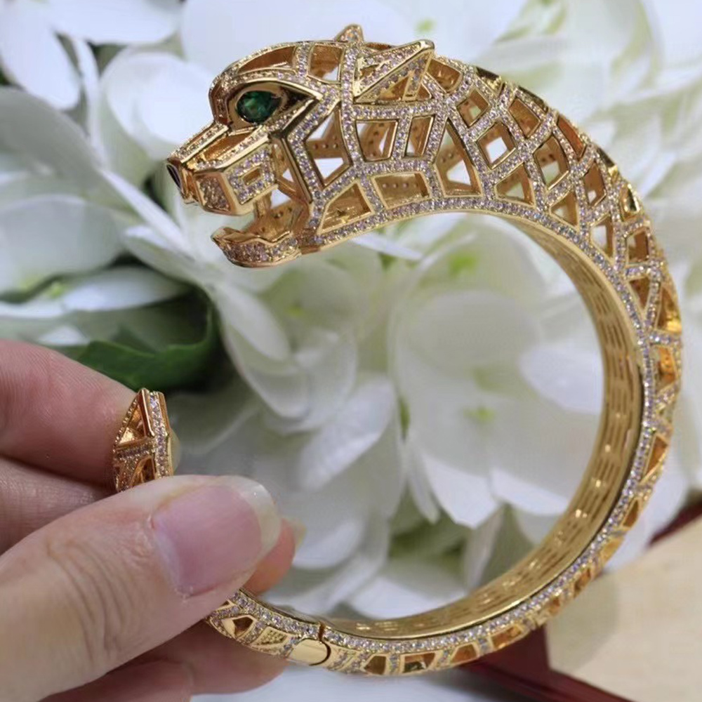 Cut-out design Personality domineering Leopard Bracelet Bracelet Hot money Free shipping Luxurious Dance Giving gifts Golden Total drilling bracelets