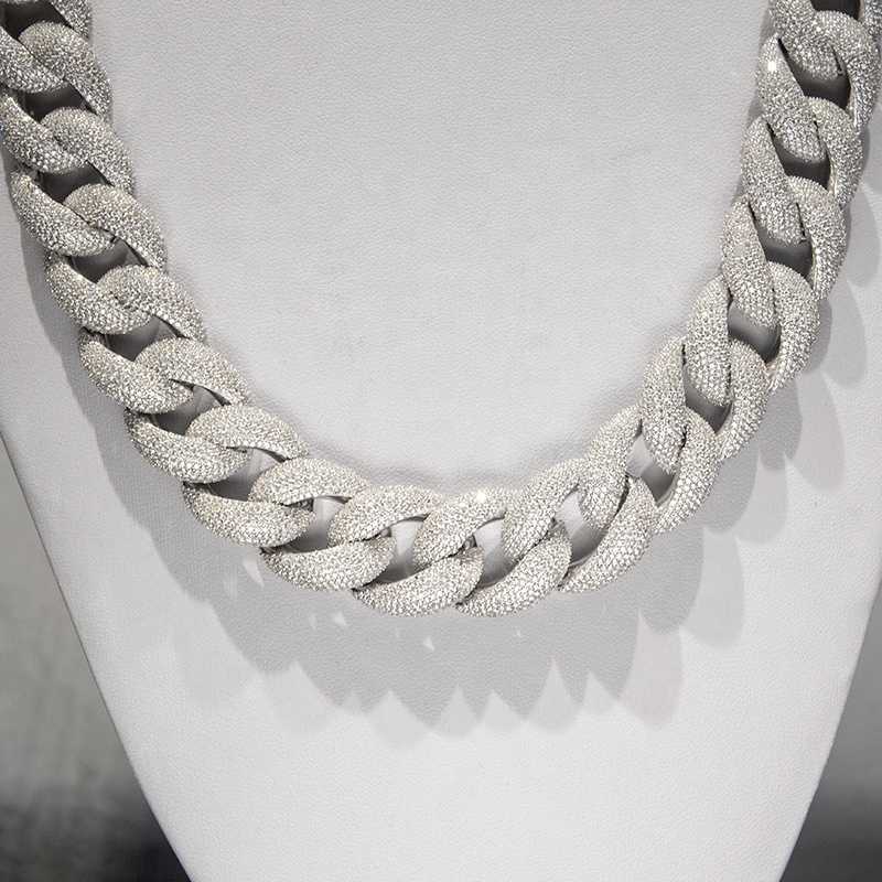 Hiphop Rapper 20mm Iced Out Moissanite 4 Rows Miami Cuban Link Chain