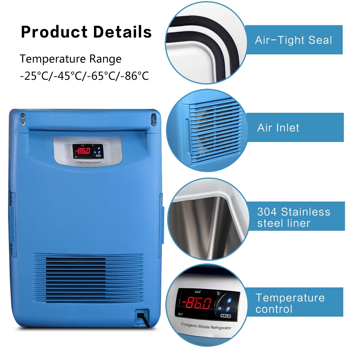 ZZKD Laboratory Equipment -86 °C (-112 °F) Refrigerator Ultra-low Temperature Storage Box Ultra Portable Freezer Lab Supplies