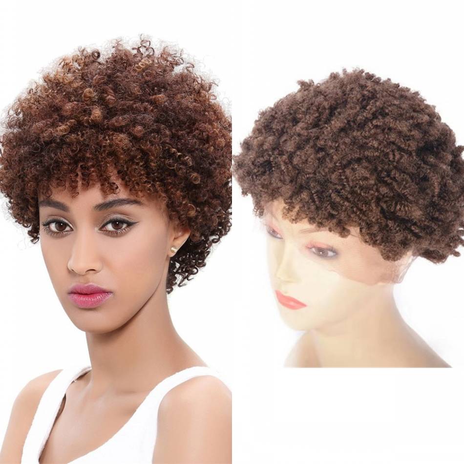 Lace Front Wigs Pre Plucked 27# Short Brazilian Human Hair Kinky Curly Wig for Black Women, Dark brown
Lace Front Wigs Pre Plucked 27# Short Brazilian Human Hair Kinky Curly Wig for Black Women, Dark brown