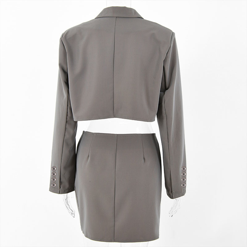 Two Piece Dress Spring Women Blazer Skirt Suits OL Style Solid Long Sleeve V Neck Short Jacket Matching High Waist Chic Mini Skirts 2 Pieces Set 23022
