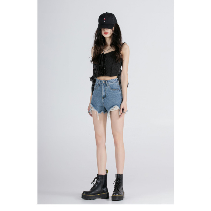 Women's Shorts Sweet and Spicy High Waist Denim Summer Spice Girl Aline Pants Net Red Show Thin Loose Wide Leg 230222