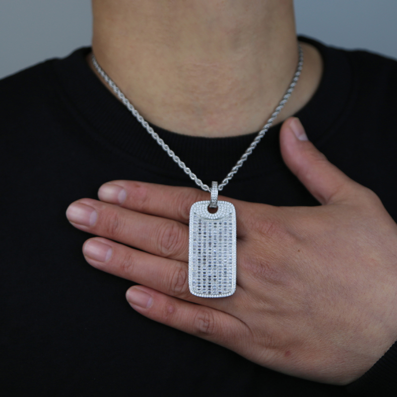 iced out mirco pave cz square Pendant Necklace for Men Boy Geometric 5A Cubic Zircon Full Paved Hip Hop Trendy Geometric Jewelry