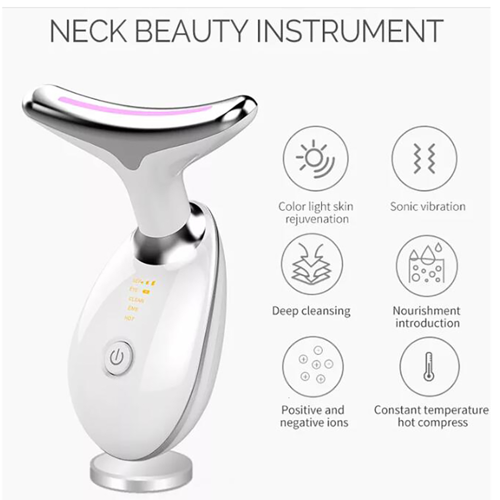 Face Care Devices Face Neck Massager LED Pon Skin Tighten Massage Reduce Double Chin Remove Beauty Device 230222