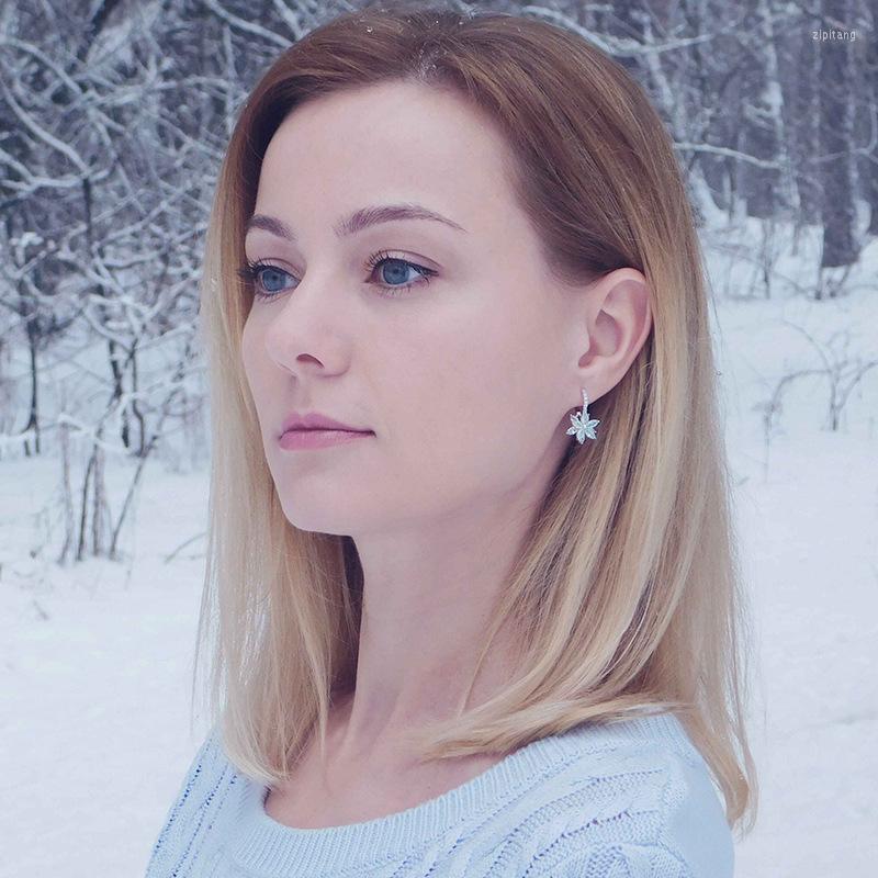 Dangle Earrings 2023 Europe 4 Colors Crystal From Simple Zircon Flower For Women And Female Fine Jewelry