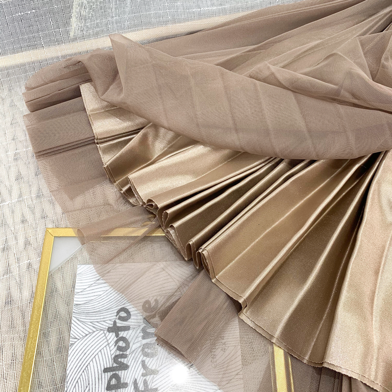 Casual Dresses Croysier Women Long Tulle Pleated Skirt Spring Summer Elastic High Waist Skirts Womens Elegant Mesh Midi Skirt Clothes 230222