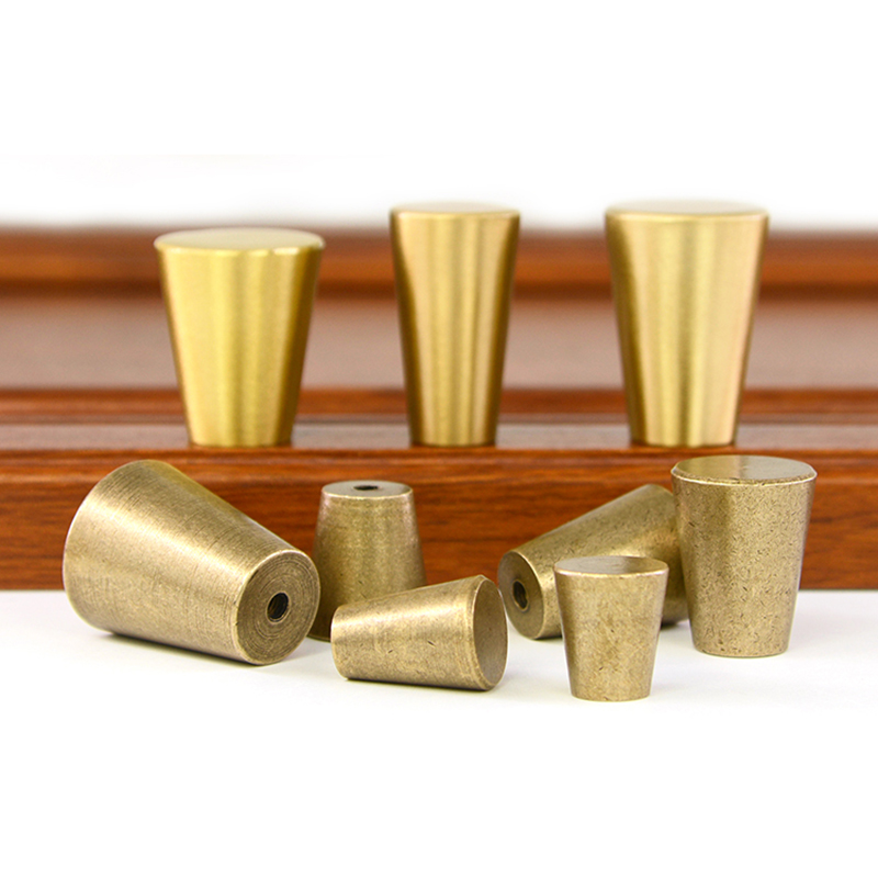 Brass Solid Drawer Knob Furniture Hardware Wardrobe Cabinet Shoe Door Single Hole Handle Round Cone Pull
