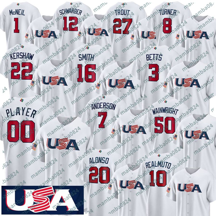 22 Clayton Kershaw USA Baseball White 2023 World Baseball Player Jersey Mookie Betts Will Smith Adam Wainwright Trea Turner Mike Trout J.T. Realmuto Kyle Tucker, Men jerseys
22 Clayton Kershaw USA Baseball White 2023 World Baseball Player Jersey Mookie Betts Will Smith Adam Wainwright Trea Turner Mike Trout J.T. Realmuto Kyle Tucker, Men jerseys