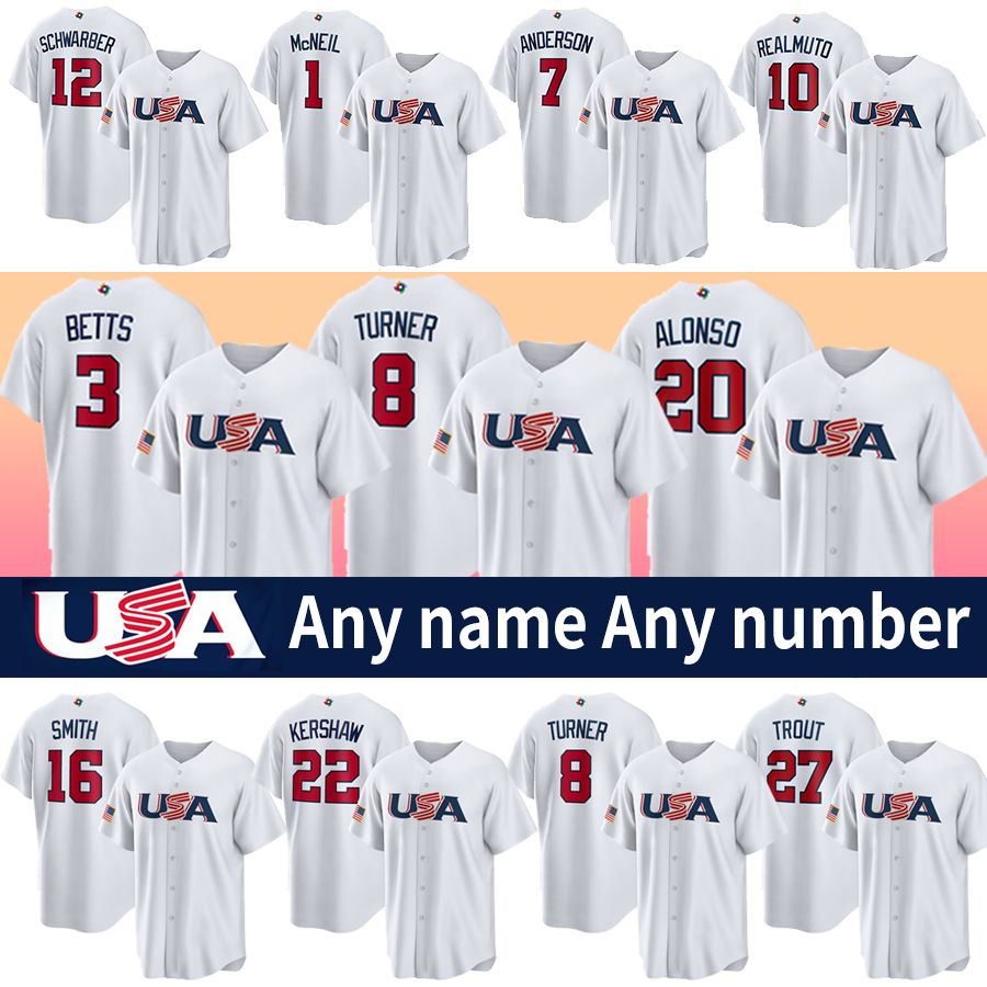 22 Clayton Kershaw USA Baseball White 2023 World Baseball Player Jersey Mookie Betts Will Smith Adam Wainwright Trea Turner Mike Trout J.T. Realmuto Kyle Tucker z4z, Men jerseys
22 Clayton Kershaw USA Baseball White 2023 World Baseball Player Jersey Mookie Betts Will Smith Adam Wainwright Trea Turner Mike Trout J.T. Realmuto Kyle Tucker z4z, Men jerseys