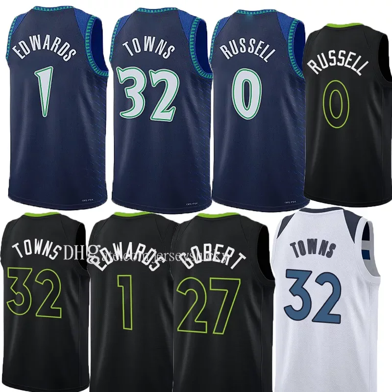 Men Basketball Karl Anthony Jaden McDaniels 3 Towns Jersey 32 DAngelo Russell 0 Rudy Gobert Anthony Edwards 1 Austin Rivers Naz Reid Man Woman Youth jerseys