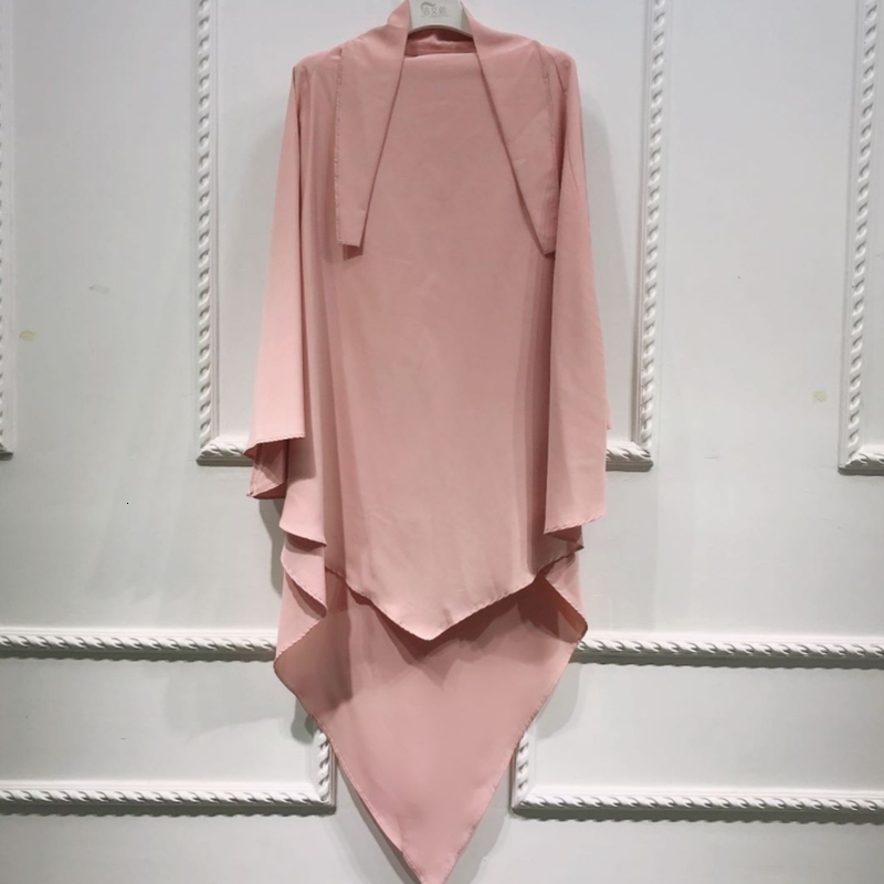Ethnic Eid Prayer Garment Long Khimar With Veil Islamic Women Hijab Sleeveless Tops Abaya Jilbab Ramadan Muslim Arab Clothing 230221