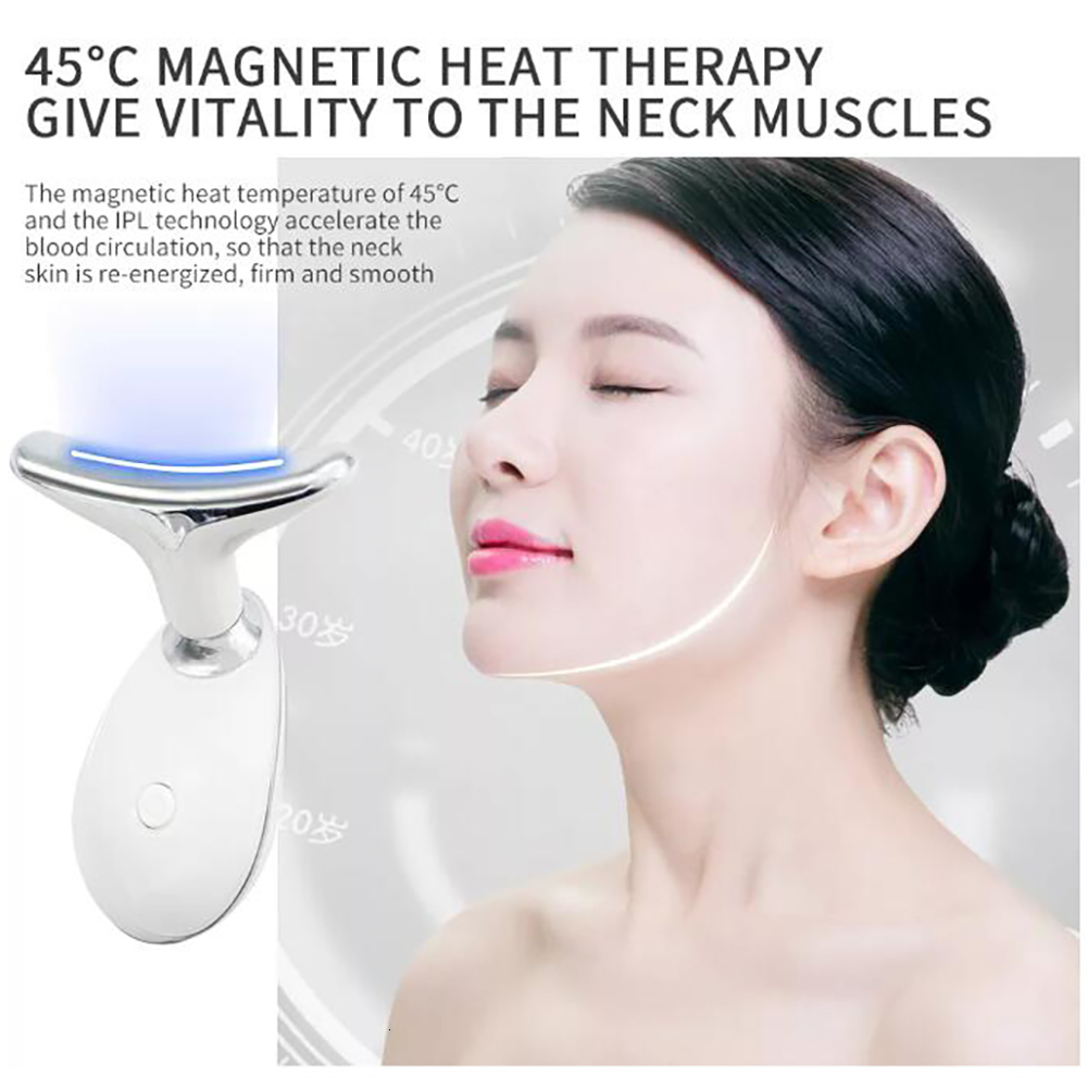 Face Care Devices Face Neck Massager LED Pon Skin Tighten Massage Reduce Double Chin Remove Beauty Device 230222