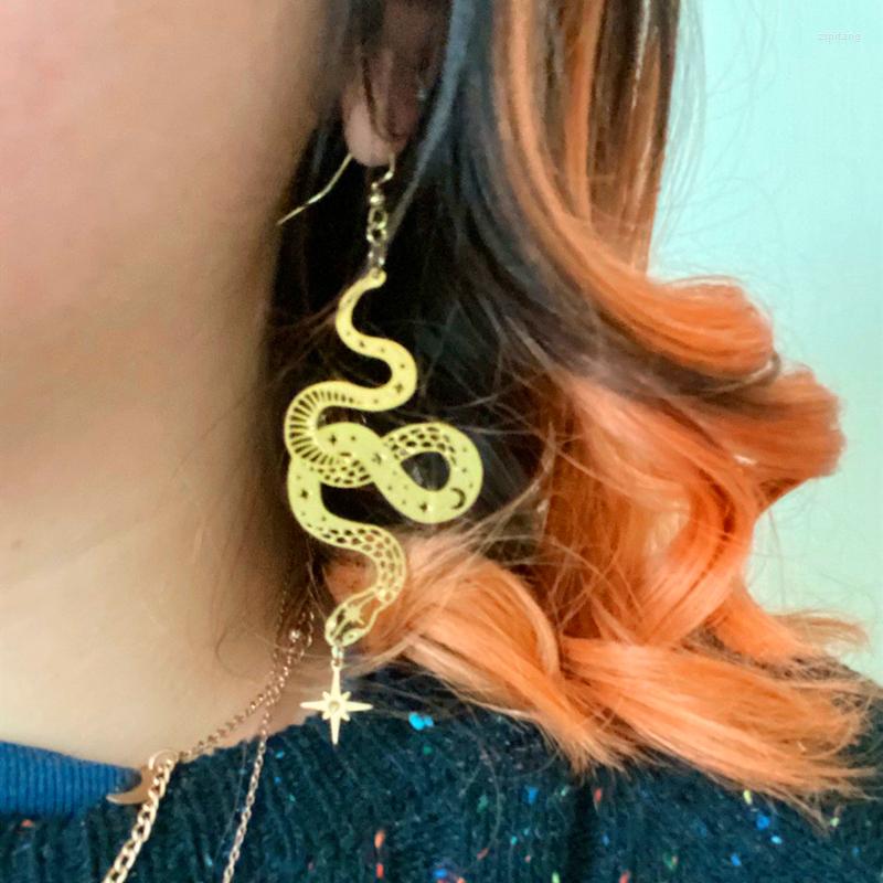 Dangle Earrings Gold Snake Fashion Creative Jewelry Gift For Her Plated Stars Brass Charms Boho