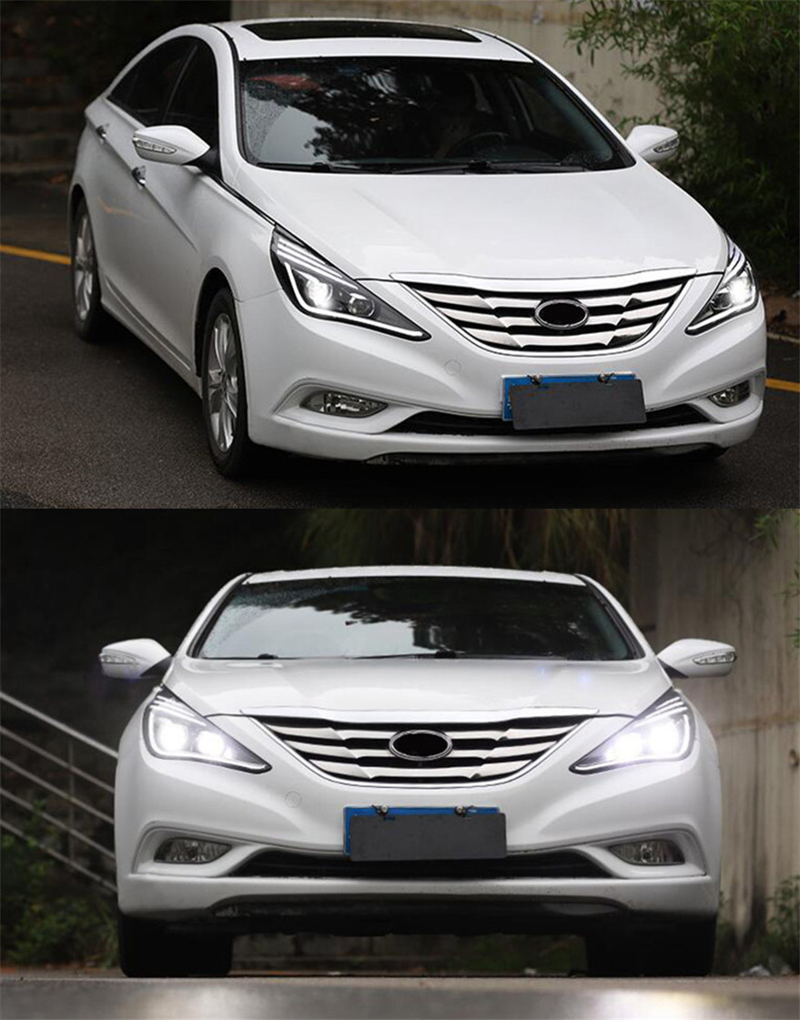 LED Head Light Parts For Sonata 8 Front Headlights Replacement 20 11-20 14 DRL Daytime light Bi-Xenon Light
