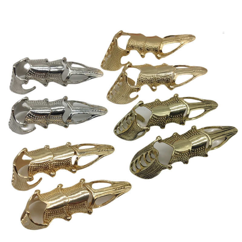 Wedding Rings 12pcs/Lot Punk Big Alloy Ring Man Rock Scroll Joint Armor Knuckle Metal Full Finger Claw Rings Halloween Cosplay Jewelry Woman 230222