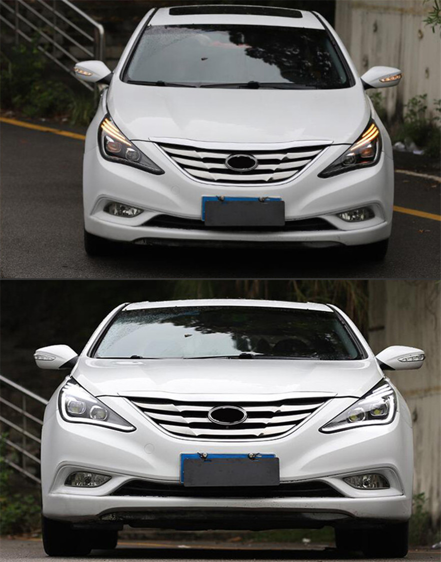 LED Head Light Parts For Sonata 8 Front Headlights Replacement 20 11-20 14 DRL Daytime light Bi-Xenon Light