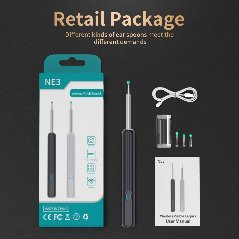Ear Care Supply NATFIRE NE3 Ear Cleaner High Precision Ear Wax Removal Tool with Camera LED Light Wireless Otoscope Smart Ear Cleaning Kit 230222