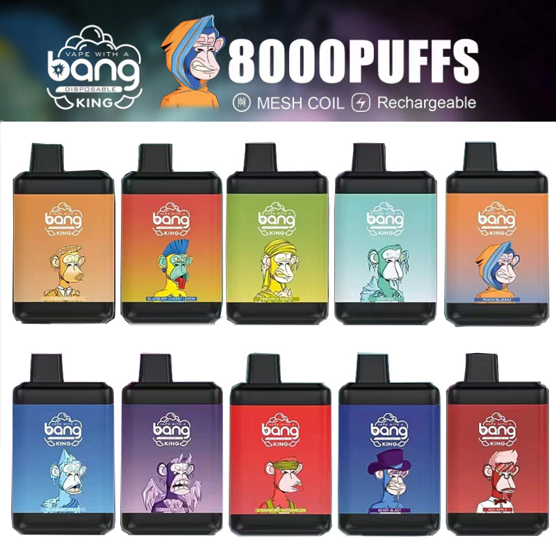 Bang 8000 King disposable Bar vape pen 8000 puffs Device Legend 3500 E cigarette 650mah 15ml per-filled cartridges pod Mesh Coil Vaporizers box with Lanyard 0%-5%
Bang 8000 King disposable Bar vape pen 8000 puffs Device Legend 3500 E cigarette 650mah 15ml per-filled cartridges pod Mesh Coil Vaporizers box with Lanyard 0%-5%