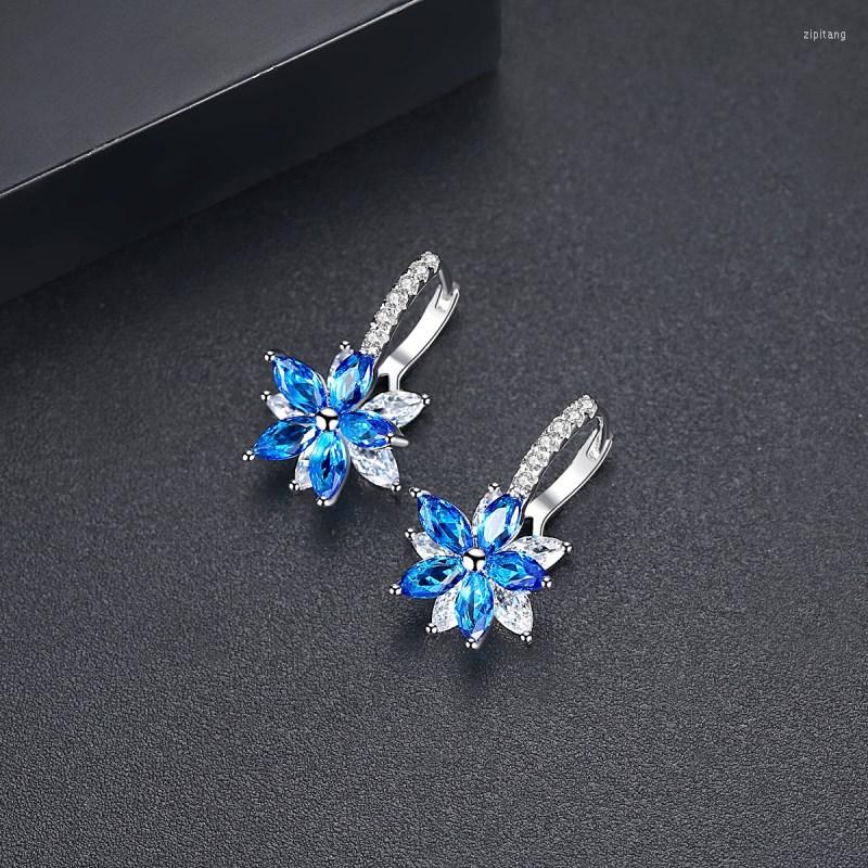 Dangle Earrings 2023 Europe 4 Colors Crystal From Simple Zircon Flower For Women And Female Fine Jewelry