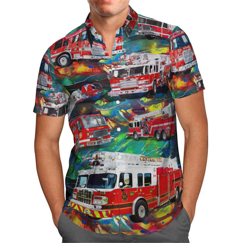 Men's Casual Shirts Fish Anime 3D Beach Hawaiian Summer Blue Short Sleeve Streetwear Oversized 5XL Camisa Social Chemise Homme 230221
