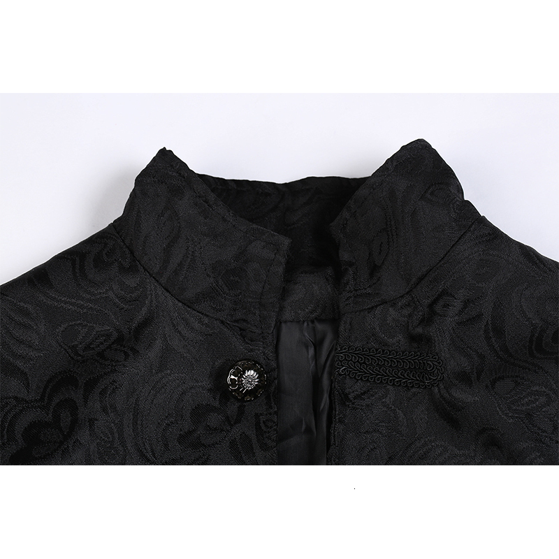 Mens Jackets Slim Collar Coats Literary Embroidery Retro Uniform Medieval Solid Color Breasted Stage Props Cosplay Costume 230222