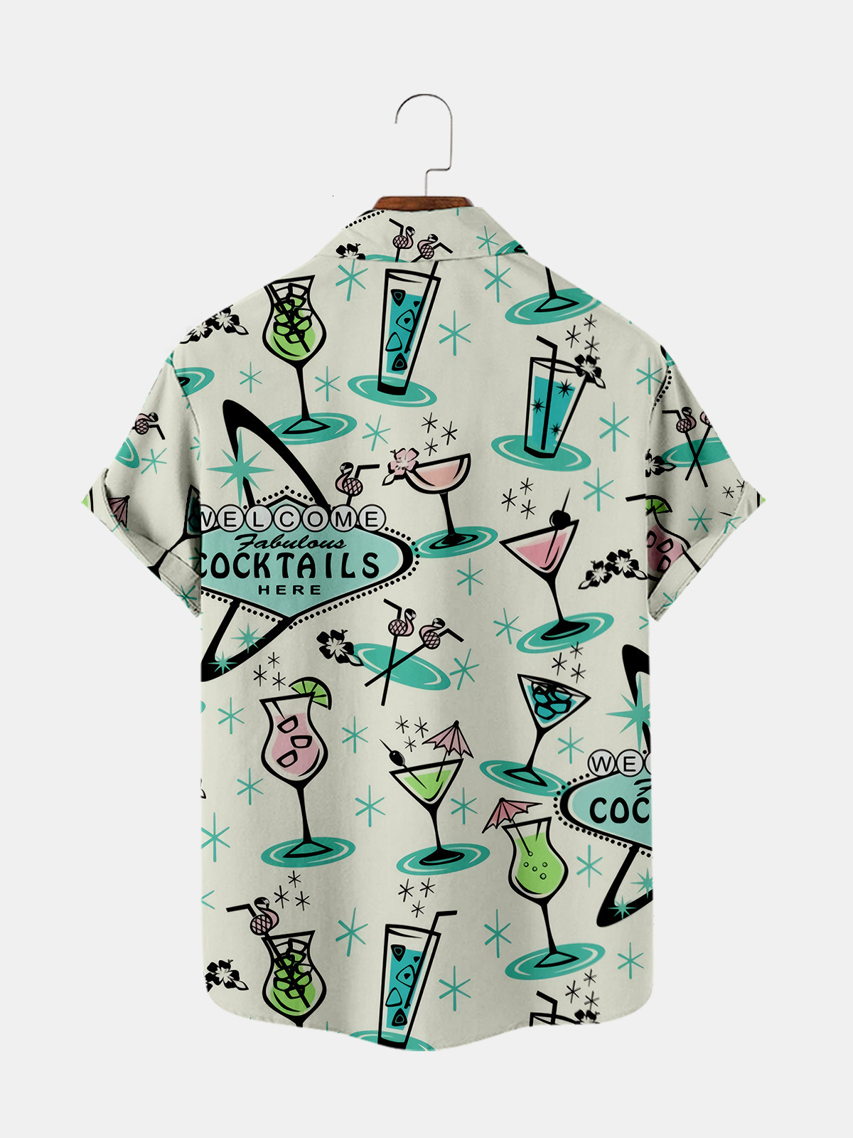 Men's Casual Shirts Cocktail Pattern 6 Digital Printing Loose Large Button Short Sleeve Top 230221