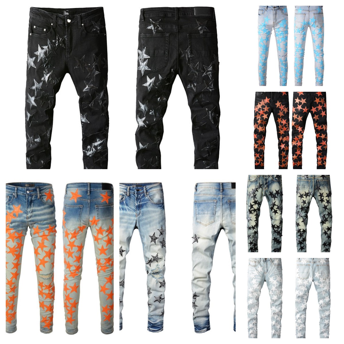 New Mens Jeans For Guys Rip Slim Fit Skinny Man Pants Orange Star Patches Wearing Biker Denim Stretch Cult Stretch Motorcycle Trendy Long Straight Hip Hop With Hole, Gift
New Mens Jeans For Guys Rip Slim Fit Skinny Man Pants Orange Star Patches Wearing Biker Denim Stretch Cult Stretch Motorcycle Trendy Long Straight Hip Hop With Hole, Gift